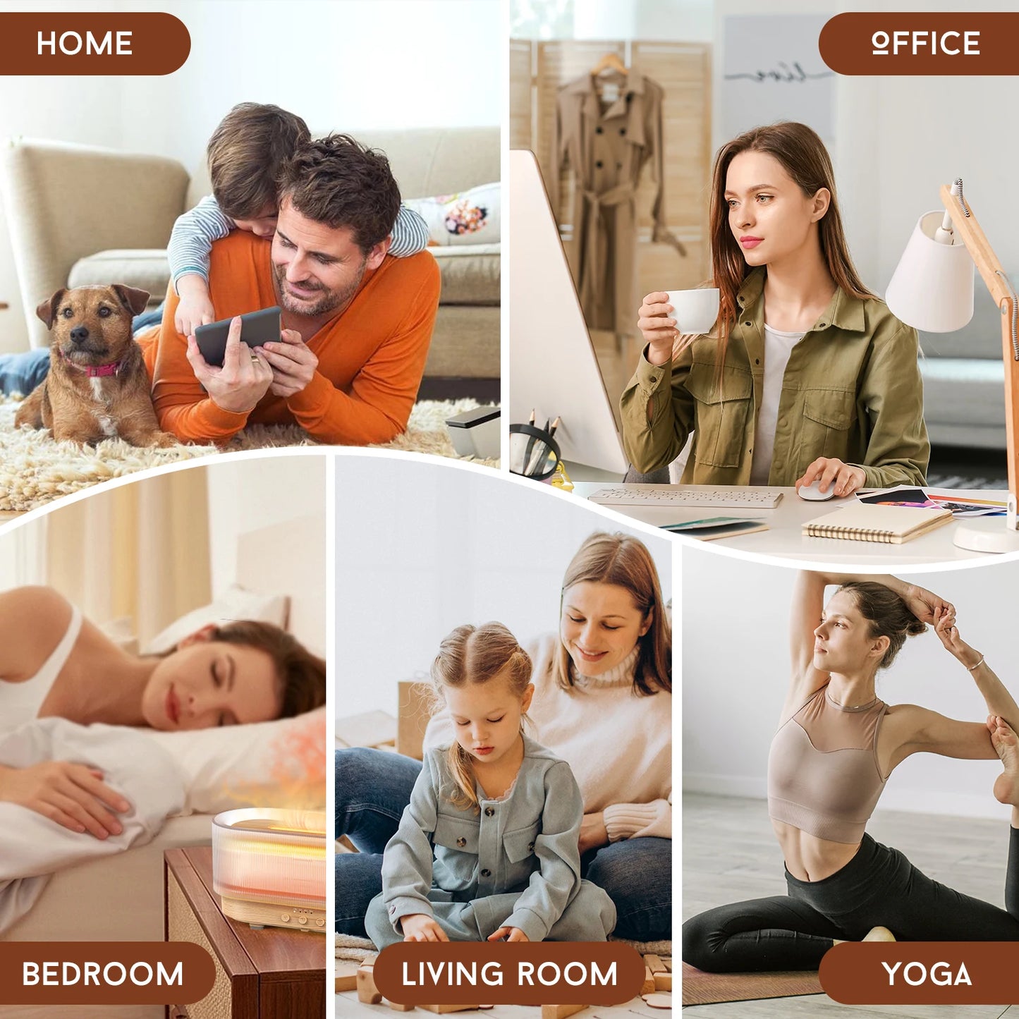 Volcanic Humidifier and Aroma Diffuser with Multicolor LED Flame Effect